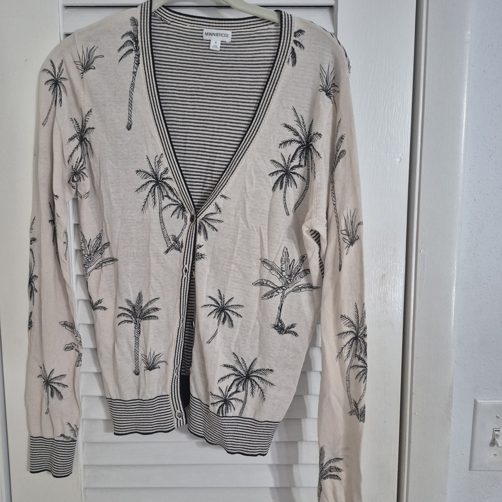Minnie Rose Striped Black and Cream Sweater